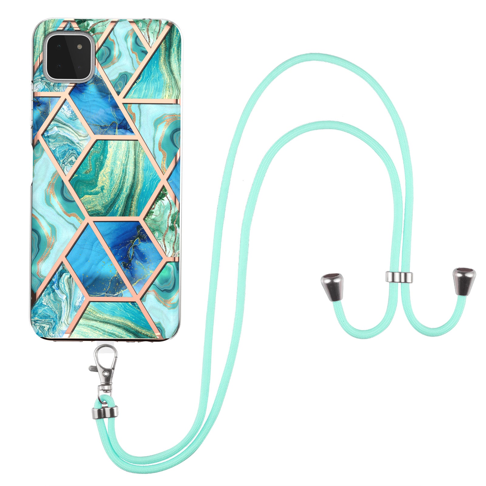 YB IMD Series-5 Phone Cover for Samsung Galaxy A22 5G (EU Version) , Marble Pattern IML IMD Electroplating TPU Phone Case