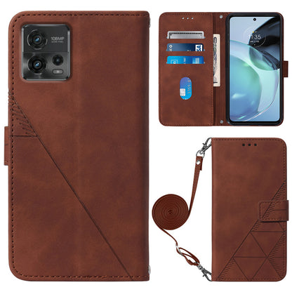 YB Imprinting Series-2 Flip Case for Motorola Moto G72 4G / 5G Imprinted Lines Phone Case Leather Cover