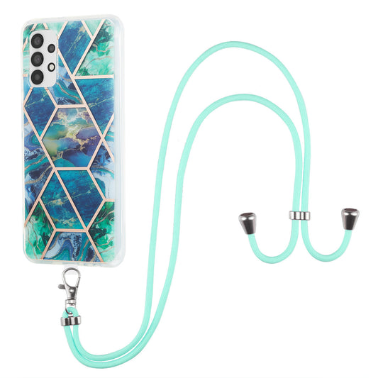 YB IMD Series-5 Phone Case for Samsung Galaxy A23 4G / 5G (Global Version) IML IMD Electroplating TPU Phone Shell with Lanyard
