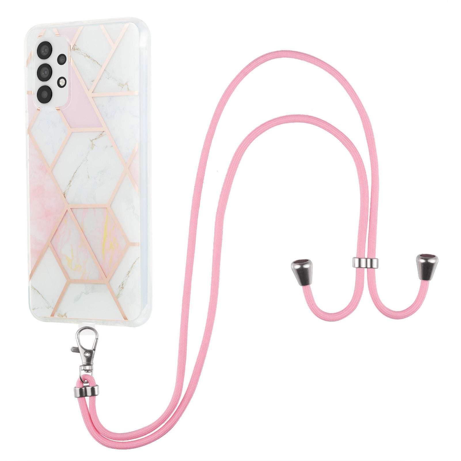 YB IMD Series-5 Phone Case for Samsung Galaxy A23 4G / 5G (Global Version) IML IMD Electroplating TPU Phone Shell with Lanyard