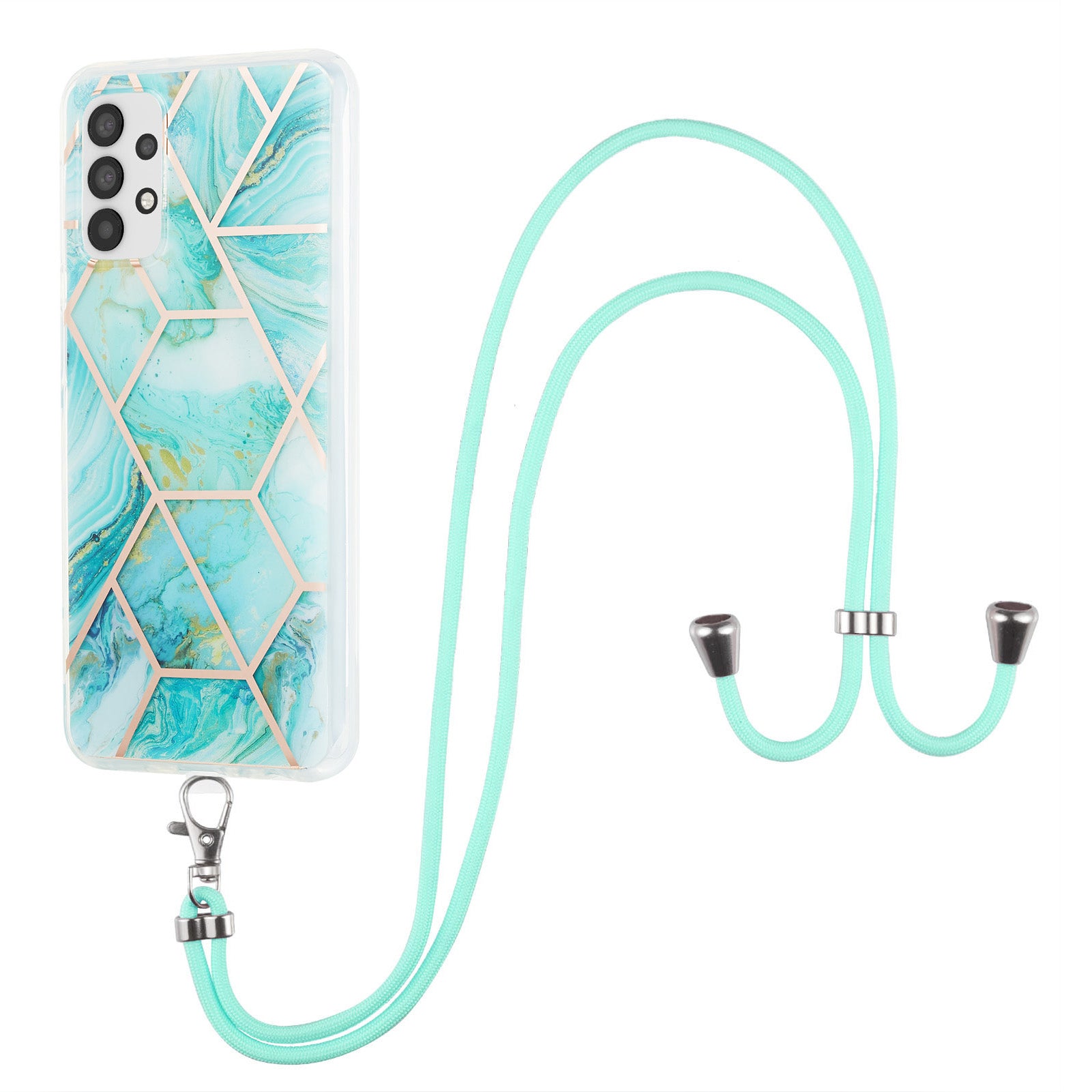 YB IMD Series-5 Phone Case for Samsung Galaxy A23 4G / 5G (Global Version) IML IMD Electroplating TPU Phone Shell with Lanyard
