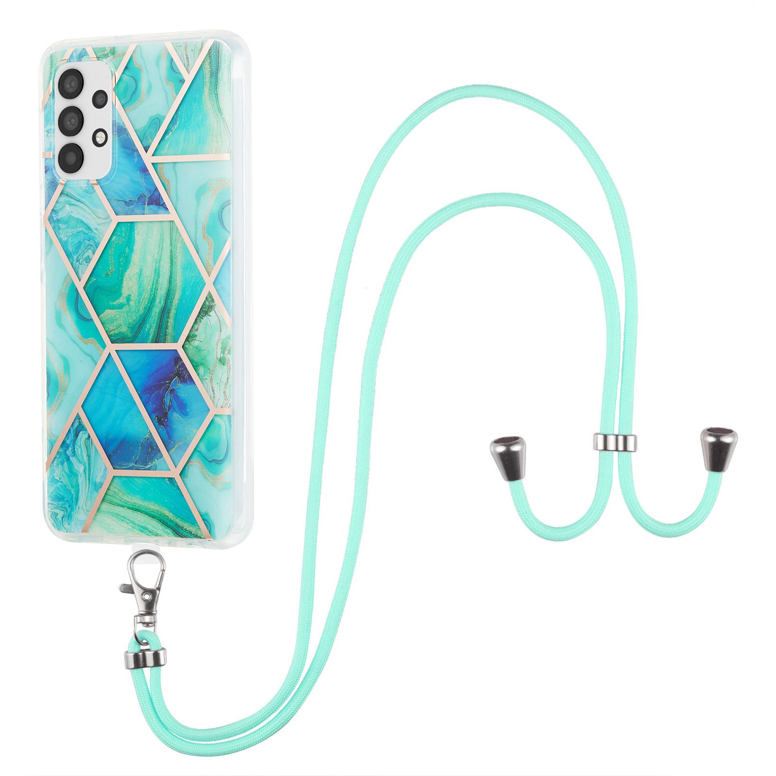 YB IMD Series-5 Phone Case for Samsung Galaxy A23 4G / 5G (Global Version) IML IMD Electroplating TPU Phone Shell with Lanyard