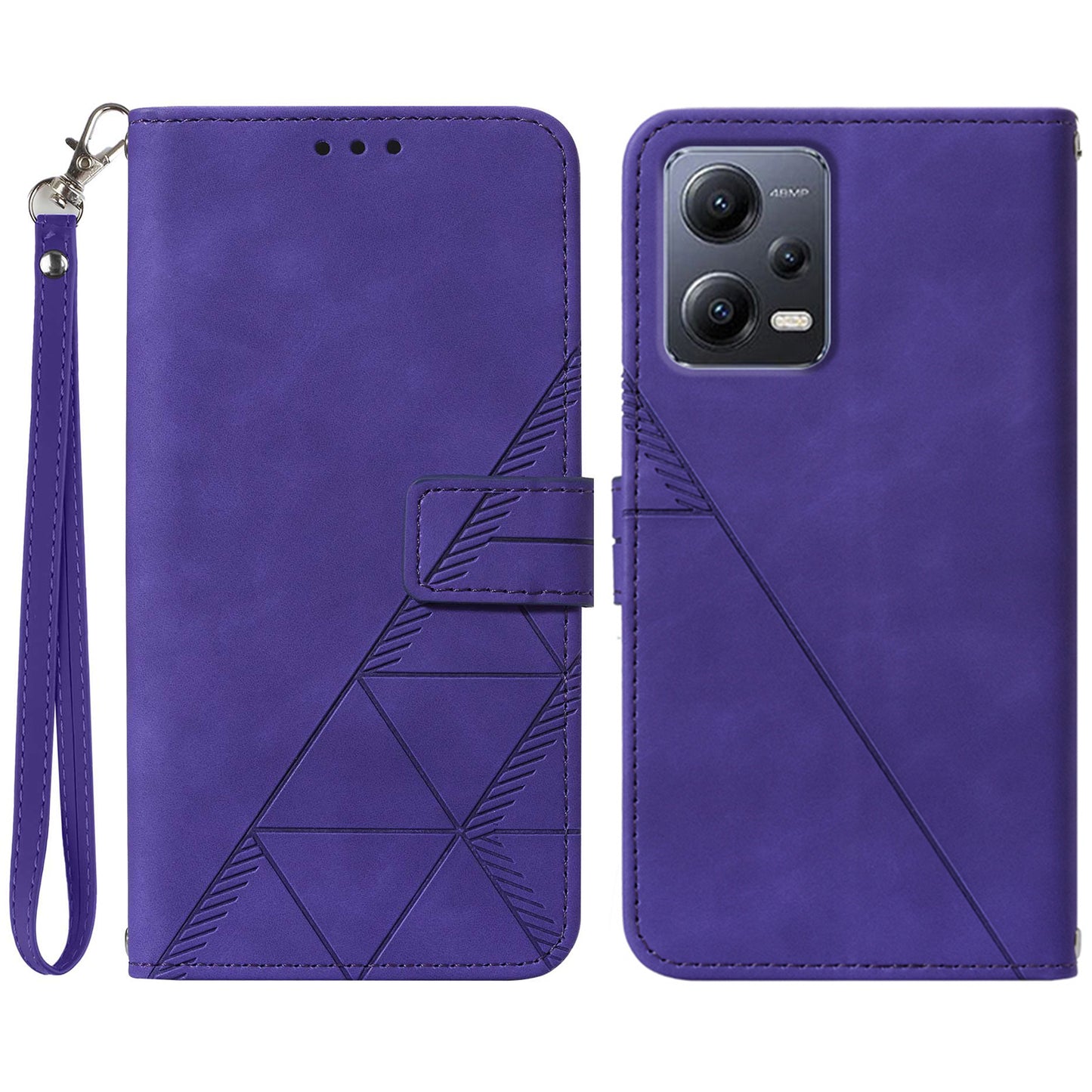 YB Imprinting Series-1 For Xiaomi Redmi Note 12 5G (China) / (Global) / Poco X5 5G Imprinted Leather Wallet Case Stand with Strap