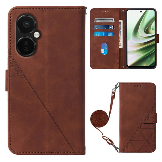 YB Imprinting Series-2 Anti-Drop Case for OnePlus Nord CE 3 Lite 5G Leather Flip Cover Imprinted Lines Business Phone Case