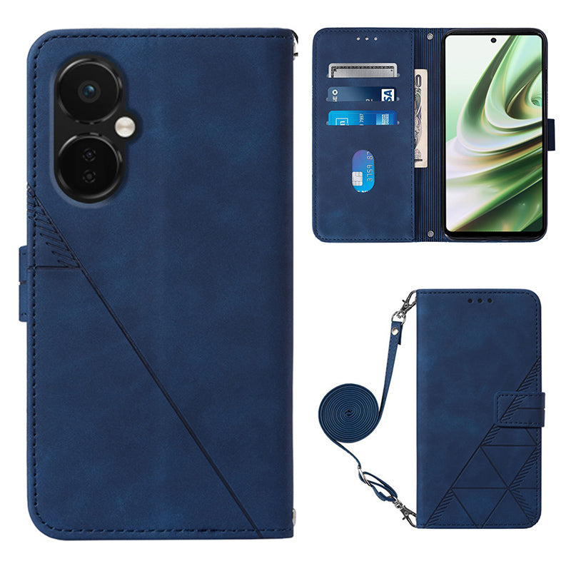 YB Imprinting Series-2 Anti-Drop Case for OnePlus Nord CE 3 Lite 5G Leather Flip Cover Imprinted Lines Business Phone Case