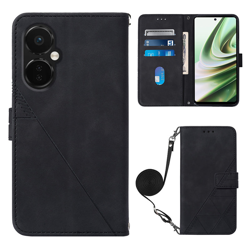 YB Imprinting Series-2 Anti-Drop Case for OnePlus Nord CE 3 Lite 5G Leather Flip Cover Imprinted Lines Business Phone Case