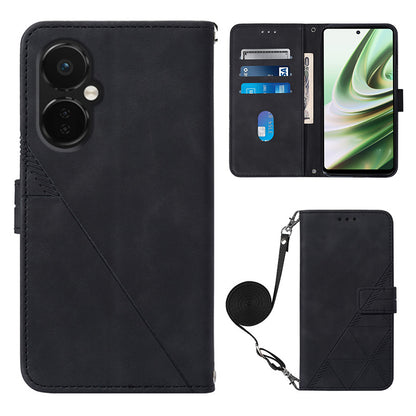 YB Imprinting Series-2 Anti-Drop Case for OnePlus Nord CE 3 Lite 5G Leather Flip Cover Imprinted Lines Business Phone Case