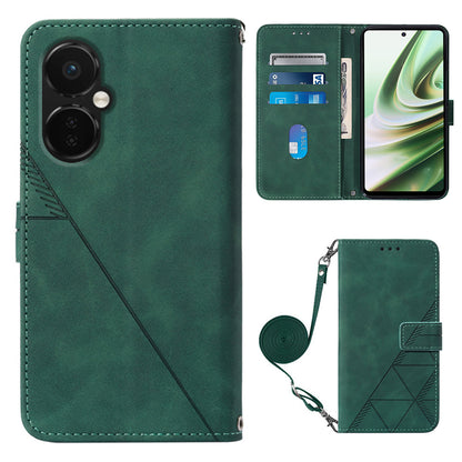 YB Imprinting Series-2 Anti-Drop Case for OnePlus Nord CE 3 Lite 5G Leather Flip Cover Imprinted Lines Business Phone Case