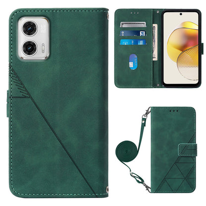 YB Imprinting Series-2 Cell Phone Case for Motorola Moto G73 5G , Imprinted Lines PU Leather Stand Cover Wallet