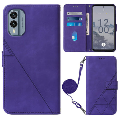 YB Imprinting Series-2 Flip Case for Nokia X30 5G Imprinted Lines Leather Phone Cover with Wallet Stand