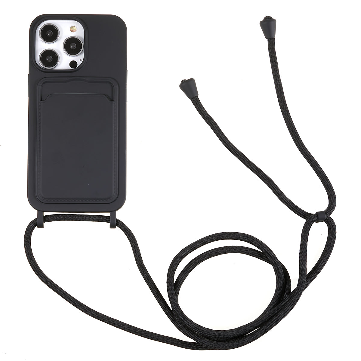 Protective Case for iPhone 13 Pro 6.1 inch Anti-Fall Liquid Silicone Phone Cover with Card Slot, Strap