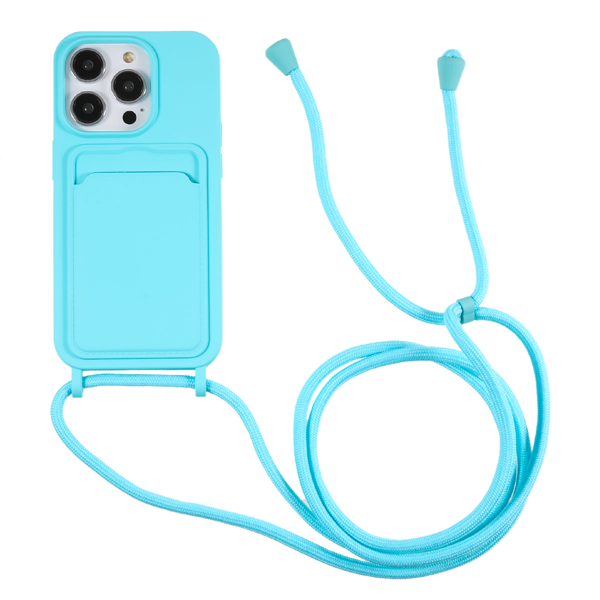 Protective Case for iPhone 13 Pro 6.1 inch Anti-Fall Liquid Silicone Phone Cover with Card Slot, Strap