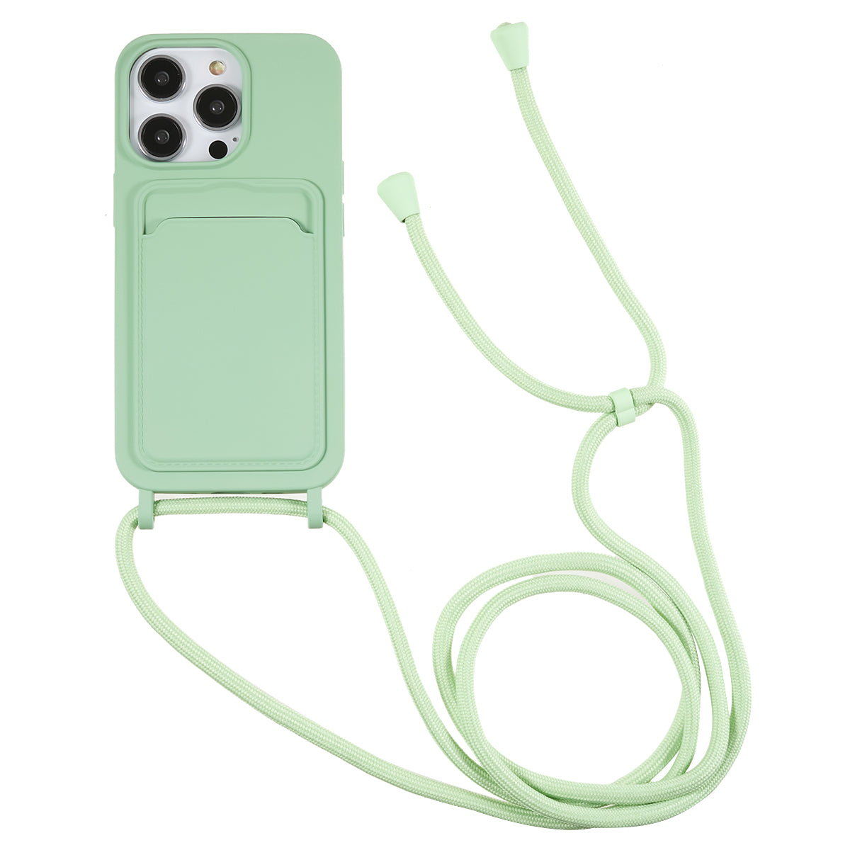 Protective Case for iPhone 13 Pro 6.1 inch Anti-Fall Liquid Silicone Phone Cover with Card Slot, Strap