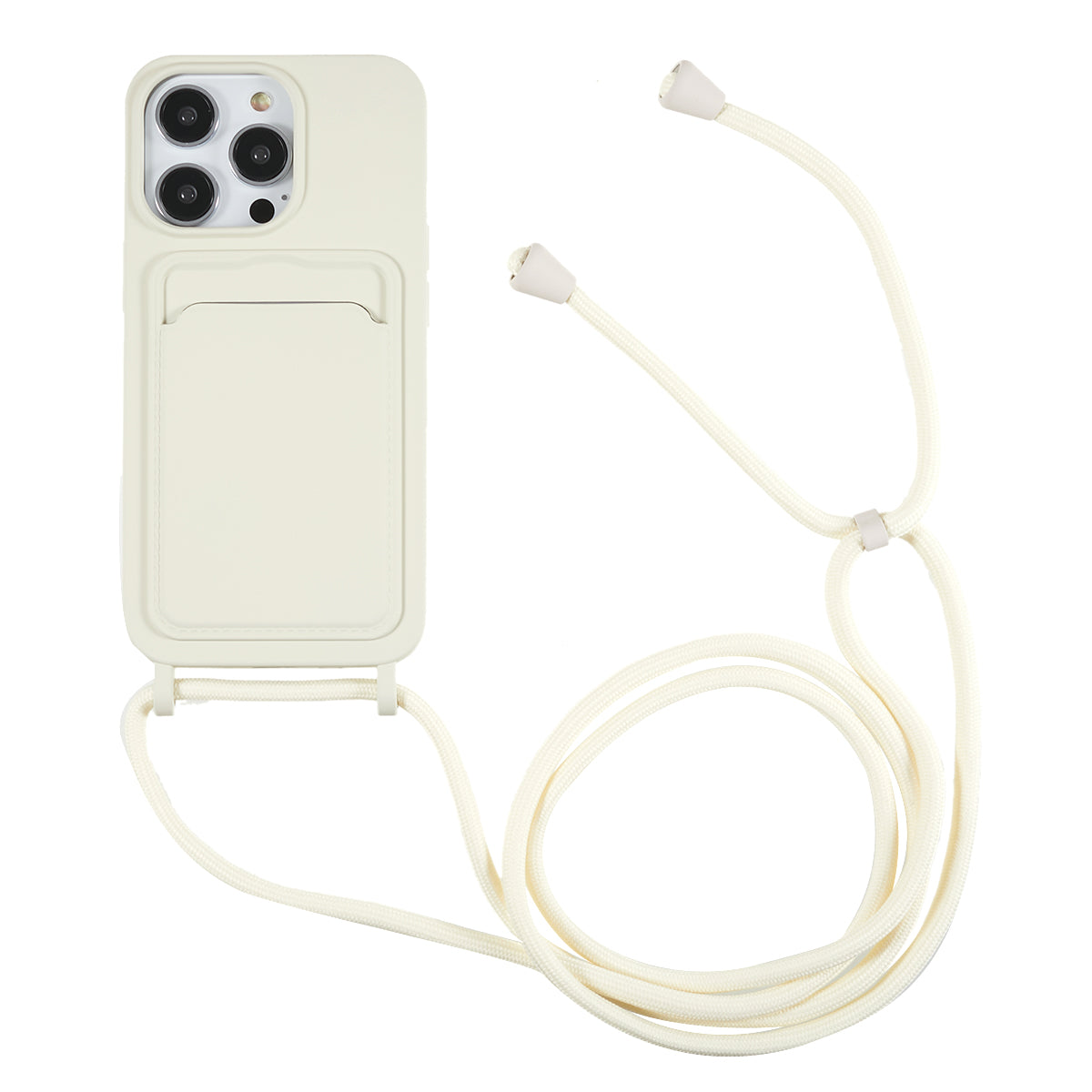 Protective Case for iPhone 13 Pro 6.1 inch Anti-Fall Liquid Silicone Phone Cover with Card Slot, Strap