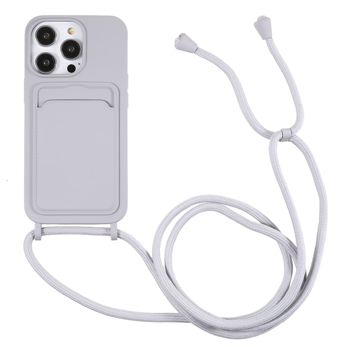 Protective Case for iPhone 13 Pro 6.1 inch Anti-Fall Liquid Silicone Phone Cover with Card Slot, Strap