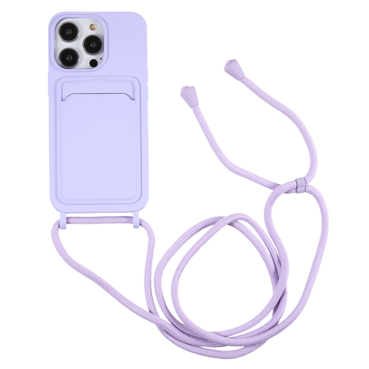 Protective Case for iPhone 13 Pro 6.1 inch Anti-Fall Liquid Silicone Phone Cover with Card Slot, Strap