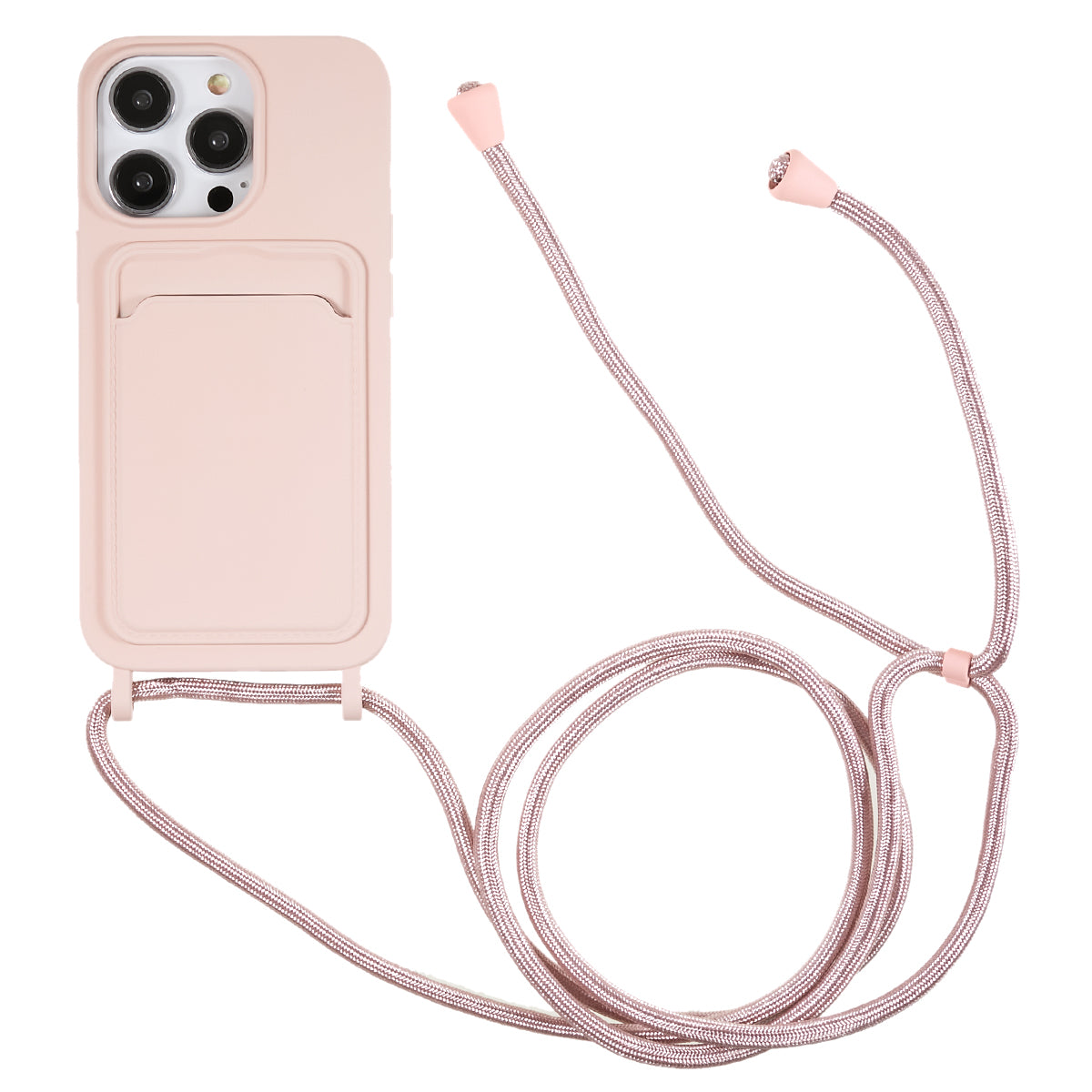 Protective Case for iPhone 13 Pro 6.1 inch Anti-Fall Liquid Silicone Phone Cover with Card Slot, Strap