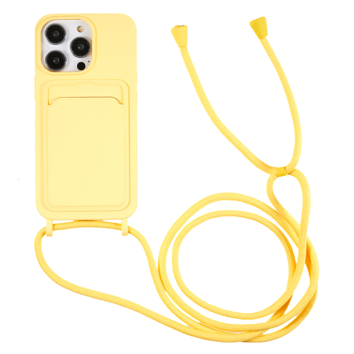 Protective Case for iPhone 13 Pro 6.1 inch Anti-Fall Liquid Silicone Phone Cover with Card Slot, Strap