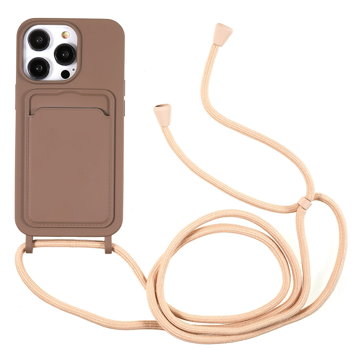 Protective Case for iPhone 13 Pro 6.1 inch Anti-Fall Liquid Silicone Phone Cover with Card Slot, Strap