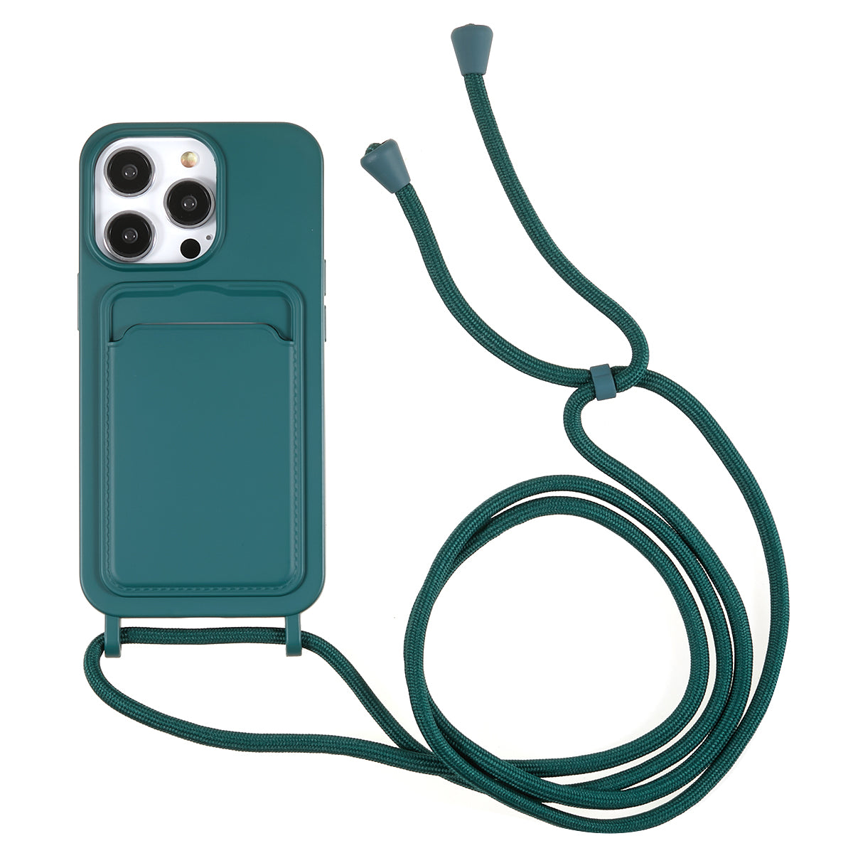 Protective Case for iPhone 13 Pro 6.1 inch Anti-Fall Liquid Silicone Phone Cover with Card Slot, Strap