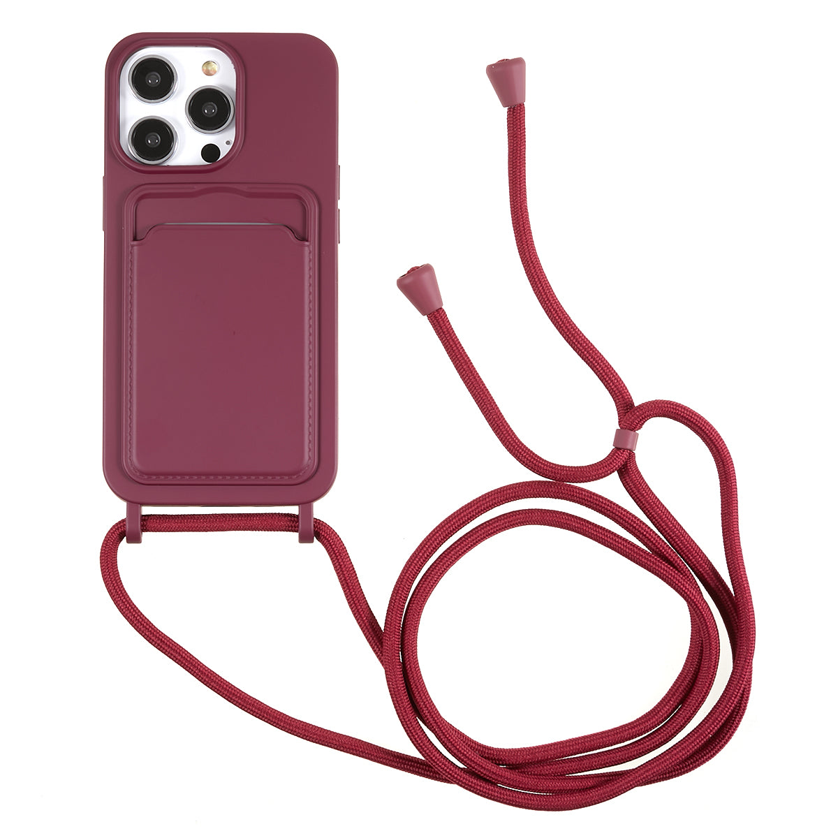 Protective Case for iPhone 13 Pro 6.1 inch Anti-Fall Liquid Silicone Phone Cover with Card Slot, Strap