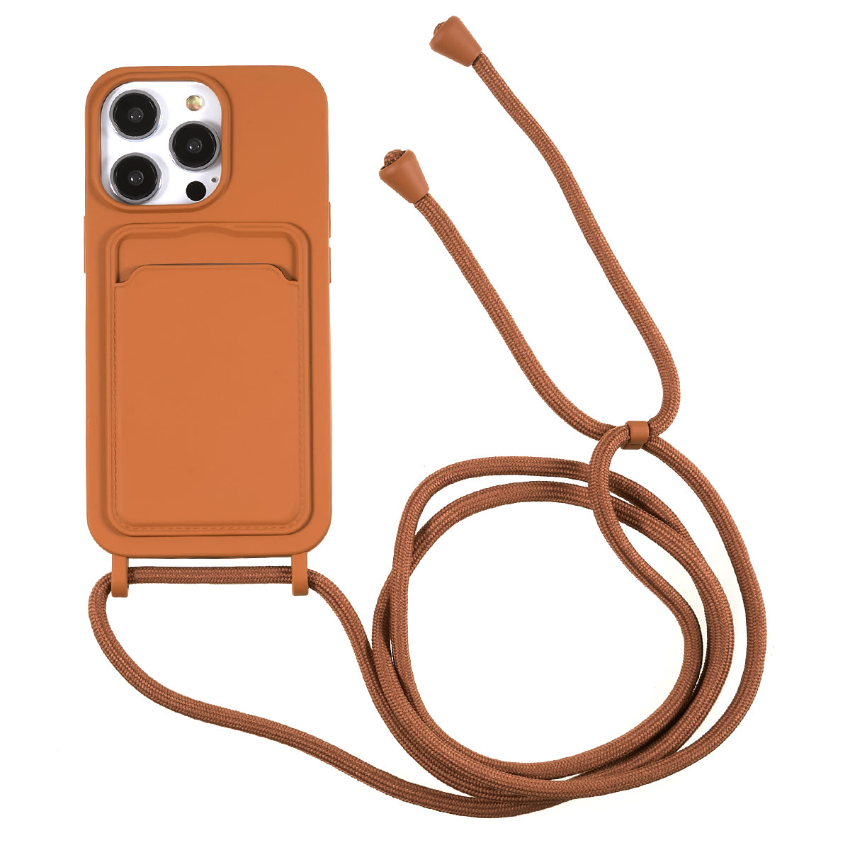 Protective Case for iPhone 13 Pro 6.1 inch Anti-Fall Liquid Silicone Phone Cover with Card Slot, Strap