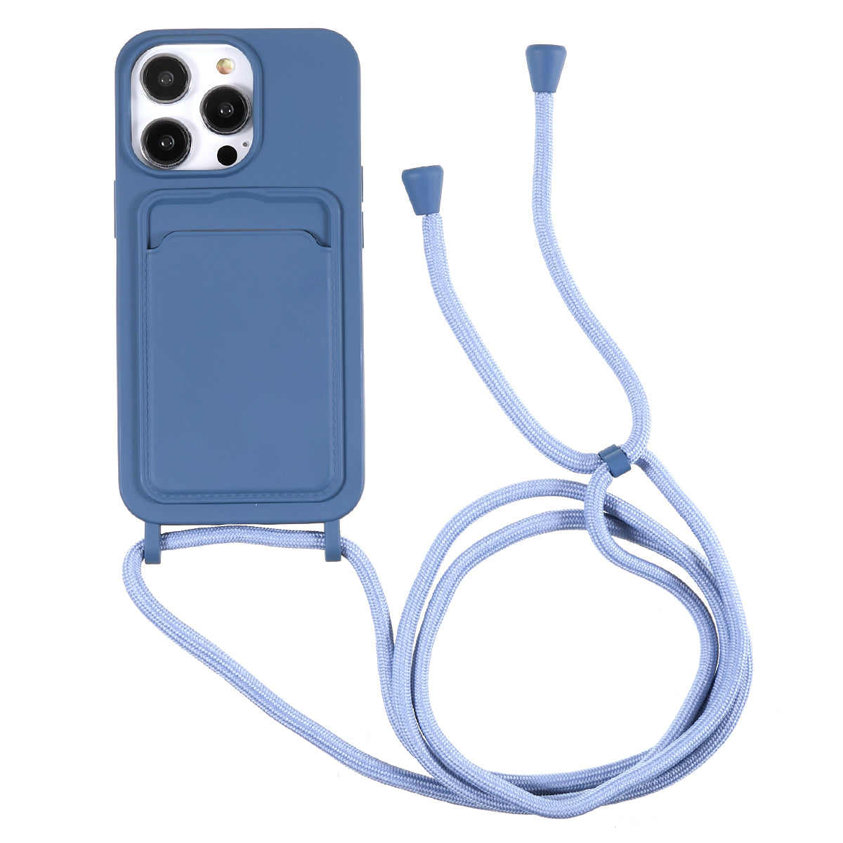 Protective Case for iPhone 13 Pro 6.1 inch Anti-Fall Liquid Silicone Phone Cover with Card Slot, Strap
