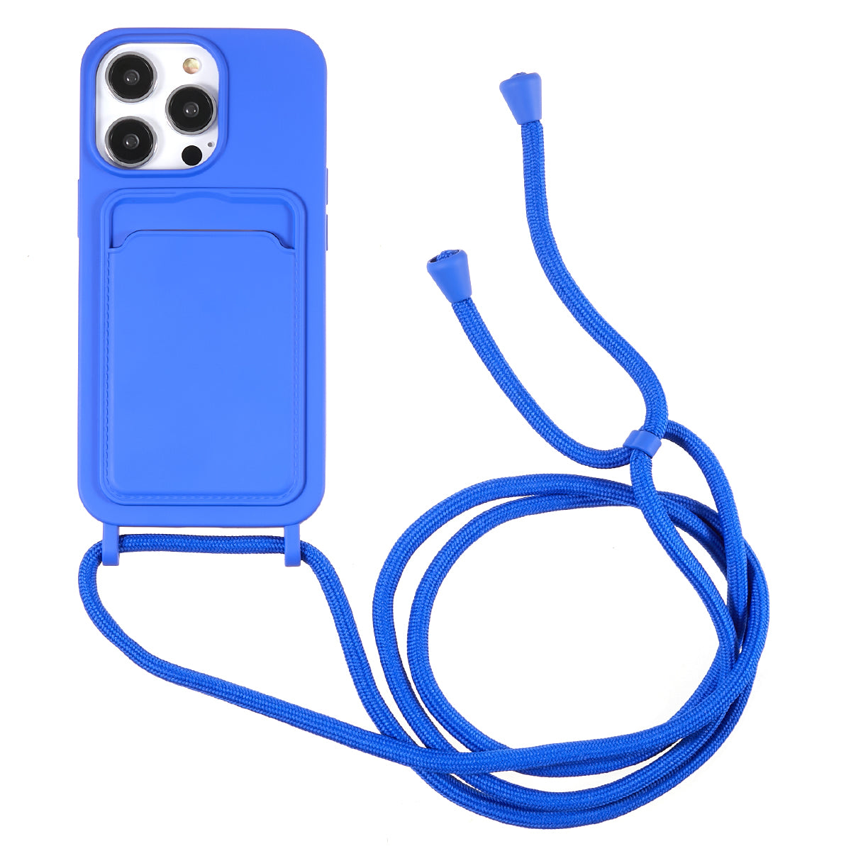 Protective Case for iPhone 13 Pro 6.1 inch Anti-Fall Liquid Silicone Phone Cover with Card Slot, Strap