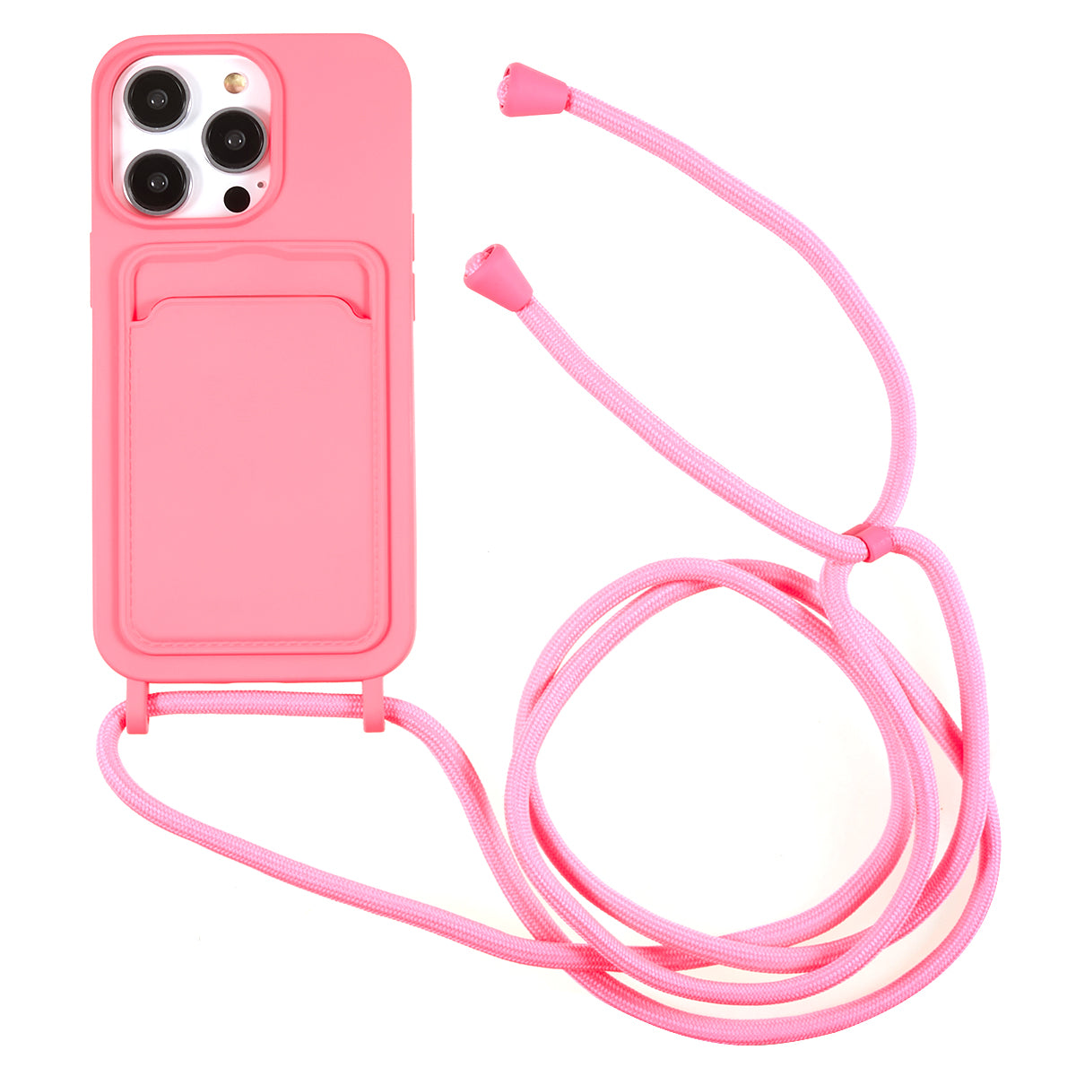 Protective Case for iPhone 13 Pro 6.1 inch Anti-Fall Liquid Silicone Phone Cover with Card Slot, Strap