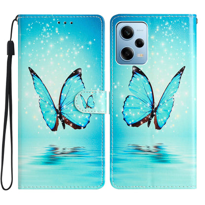 For Xiaomi Redmi Note 12 Pro 5G / Note 12 Pro Speed 5G / Poco X5 Pro 5G Pattern Printing Phone Leather Case Stand Phone Wallet Cover with Strap