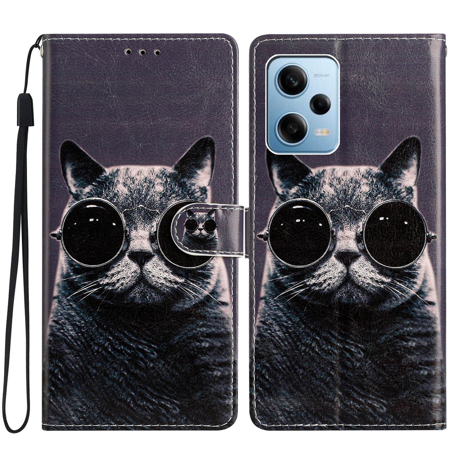 For Xiaomi Redmi Note 12 Pro 5G / Note 12 Pro Speed 5G / Poco X5 Pro 5G Pattern Printing Phone Leather Case Stand Phone Wallet Cover with Strap
