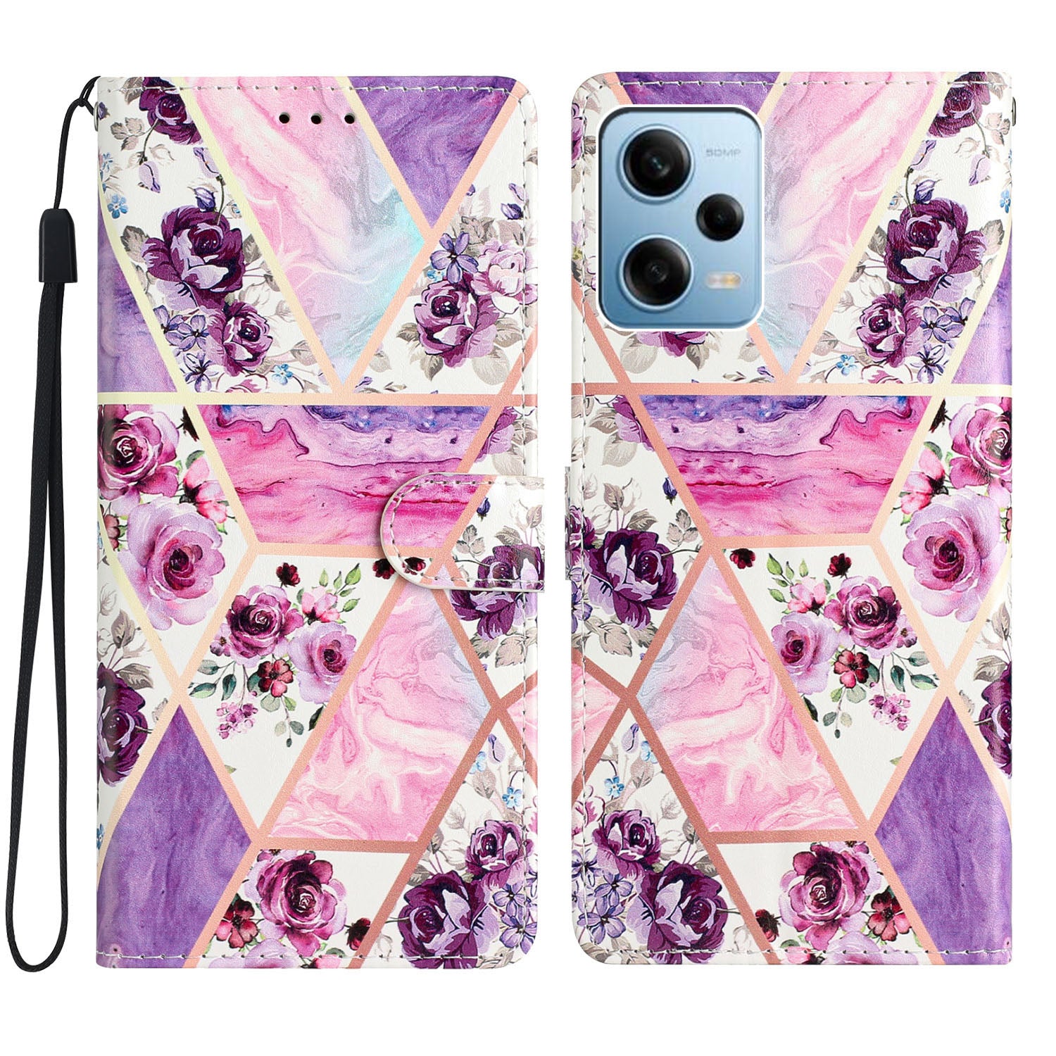 For Xiaomi Redmi Note 12 Pro 5G / Note 12 Pro Speed 5G / Poco X5 Pro 5G Pattern Printing Phone Leather Case Stand Phone Wallet Cover with Strap