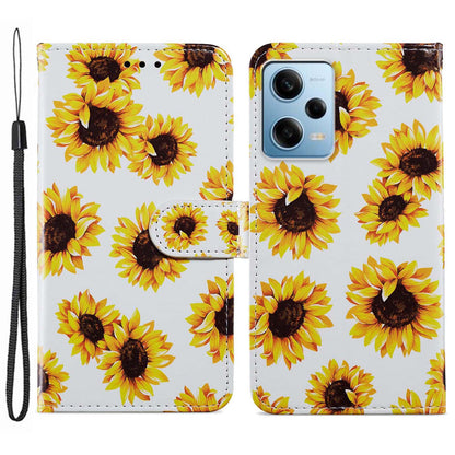 For Xiaomi Redmi Note 12 Pro 5G / Note 12 Pro Speed 5G / Poco X5 Pro 5G Pattern Printing Phone Leather Case Stand Phone Wallet Cover with Strap