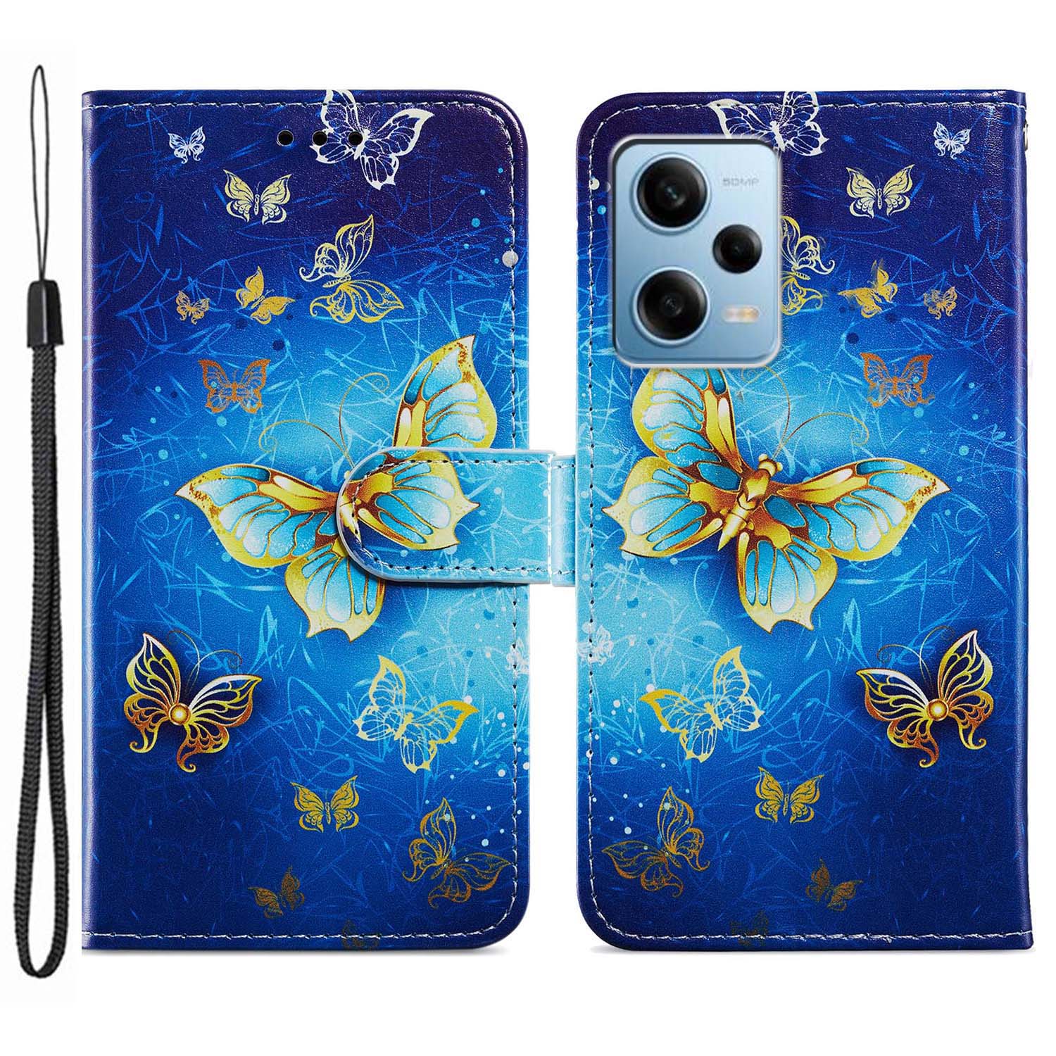 For Xiaomi Redmi Note 12 Pro 5G / Note 12 Pro Speed 5G / Poco X5 Pro 5G Pattern Printing Phone Leather Case Stand Phone Wallet Cover with Strap