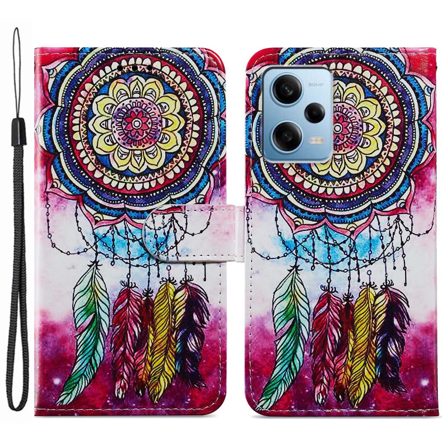 For Xiaomi Redmi Note 12 Pro 5G / Note 12 Pro Speed 5G / Poco X5 Pro 5G Pattern Printing Phone Leather Case Stand Phone Wallet Cover with Strap