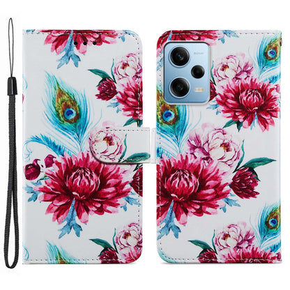 For Xiaomi Redmi Note 12 Pro 5G / Note 12 Pro Speed 5G / Poco X5 Pro 5G Pattern Printing Phone Leather Case Stand Phone Wallet Cover with Strap