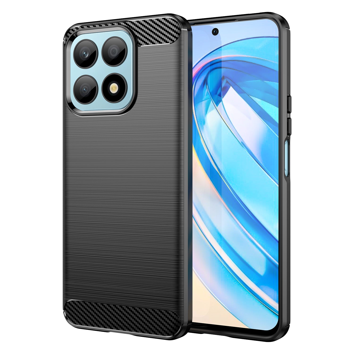 For Honor X8a 4G Carbon Fiber Texture Brushed TPU Phone Case Anti-drop Cell Phone Cover