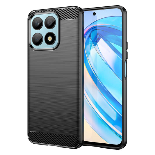 For Honor X8a 4G Carbon Fiber Texture Brushed TPU Phone Case Anti-drop Cell Phone Cover
