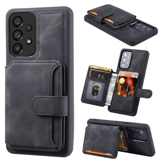 For Samsung Galaxy A52 5G / 4G / A52s 5G RFID Blocking Wallet Phone Case Leather Coated TPU Kickstand Cover
