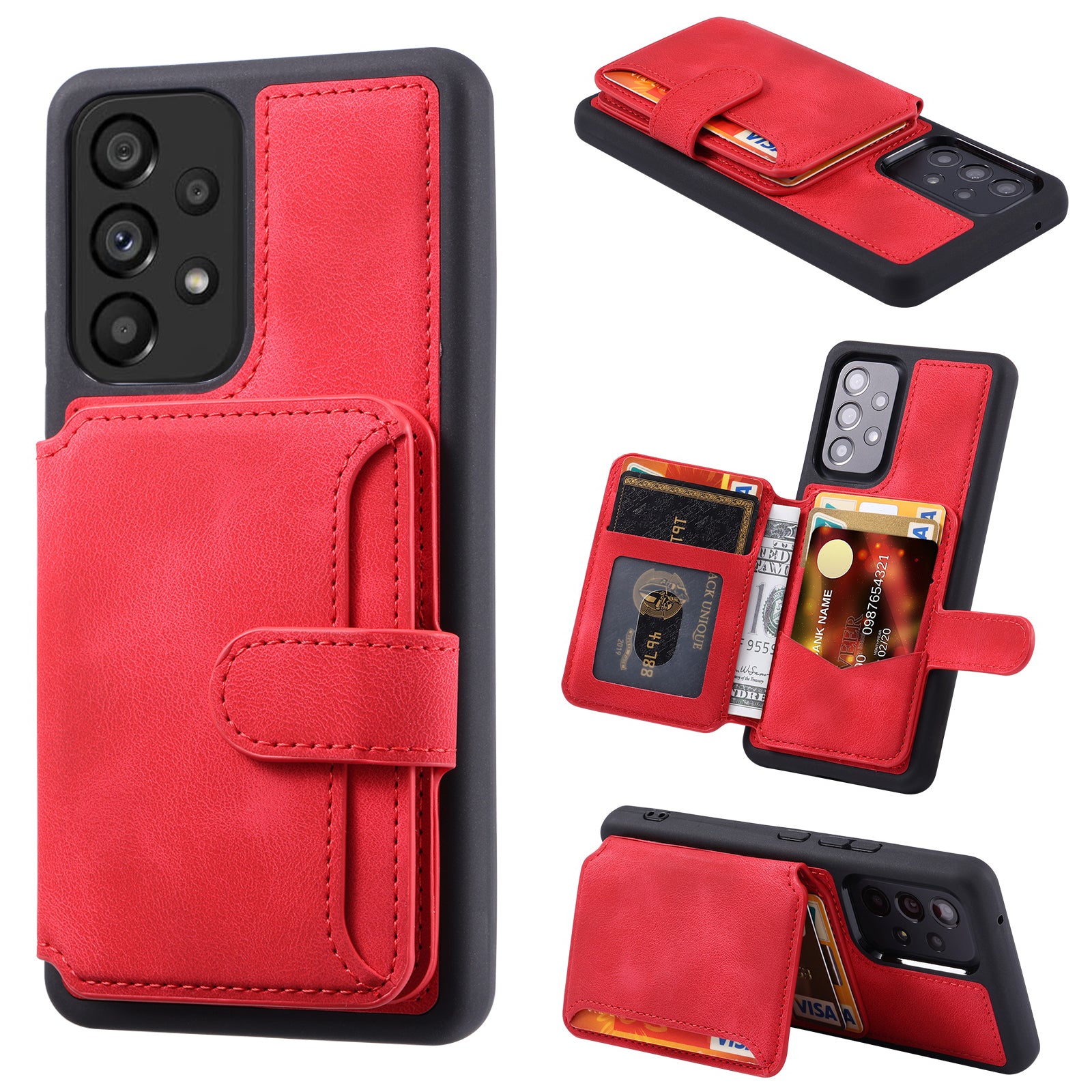 For Samsung Galaxy A52 5G / 4G / A52s 5G RFID Blocking Wallet Phone Case Leather Coated TPU Kickstand Cover