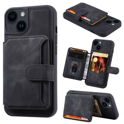 RFID Blocking Phone Case for iPhone 13 , Wallet Kickstand Leather Coated TPU Back Cover