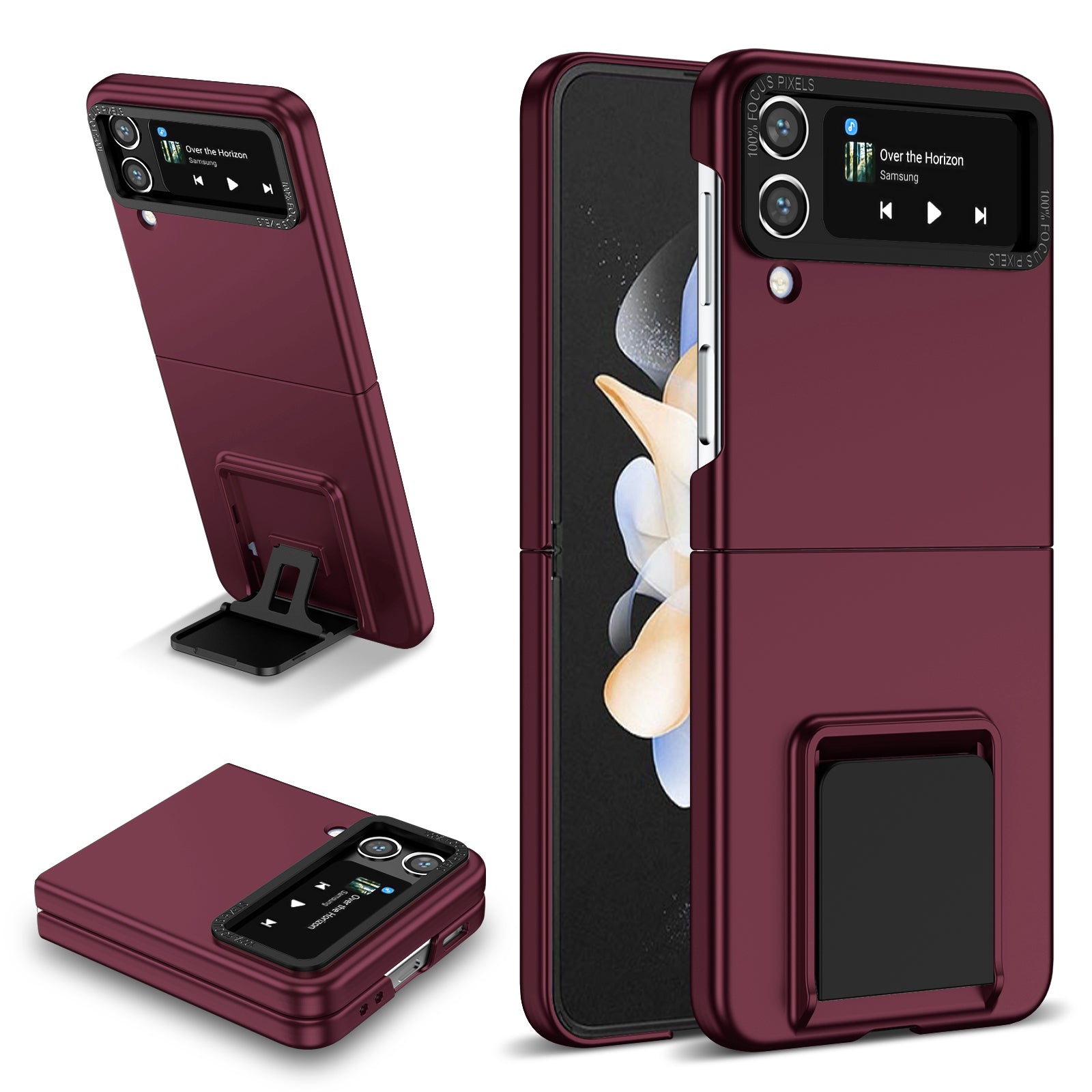 Flip Phone Case for Samsung Galaxy Z Flip4 5G Shockproof Case Hard PC Phone Cover with Kickstand