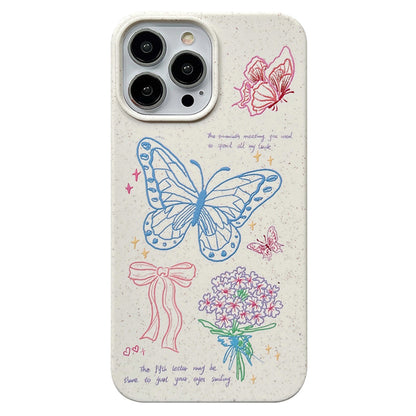 Degradable Phone Cover for iPhone 13 Pro 6.1 inch Wheat Straw Phone Shell Pattern Printing Case