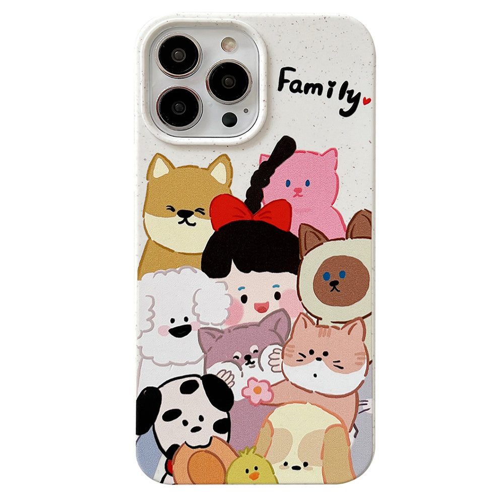 Degradable Phone Cover for iPhone 13 Pro 6.1 inch Wheat Straw Phone Shell Pattern Printing Case
