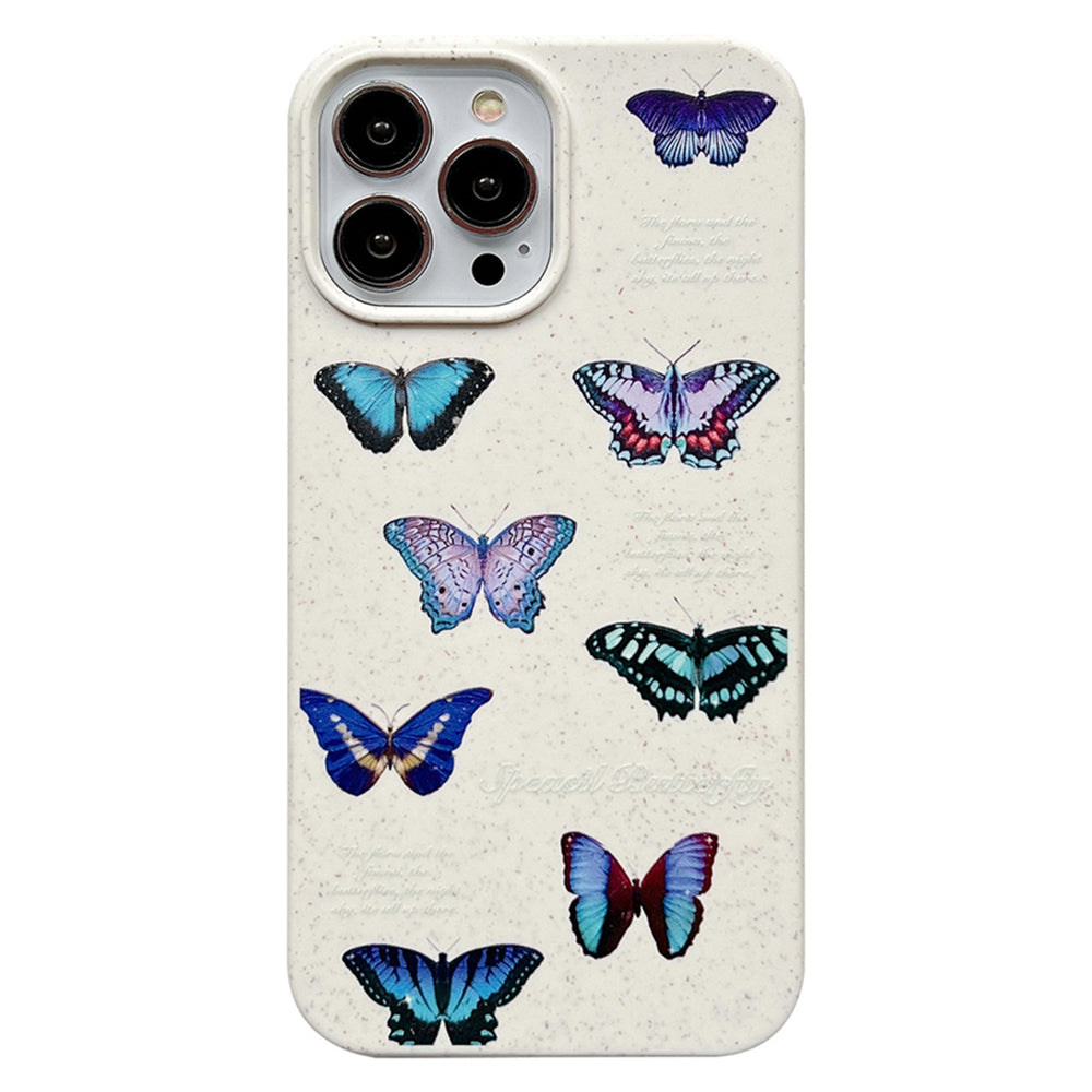 Degradable Phone Cover for iPhone 13 Pro 6.1 inch Wheat Straw Phone Shell Pattern Printing Case