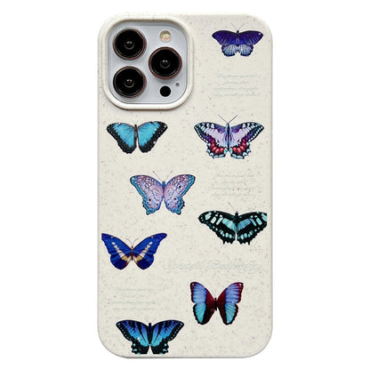 Degradable Phone Cover for iPhone 13 Pro 6.1 inch Wheat Straw Phone Shell Pattern Printing Case