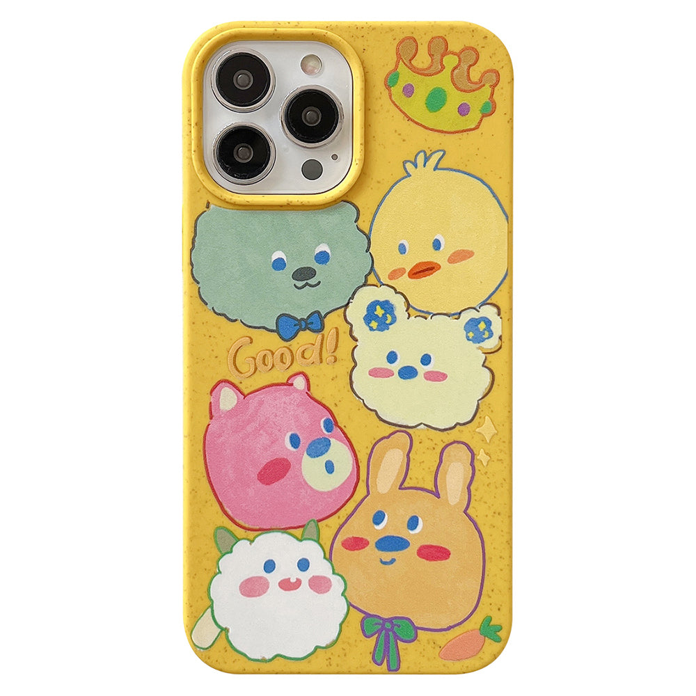 Degradable Phone Cover for iPhone 13 Pro 6.1 inch Wheat Straw Phone Shell Pattern Printing Case
