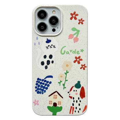 Degradable Phone Cover for iPhone 13 Pro 6.1 inch Wheat Straw Phone Shell Pattern Printing Case