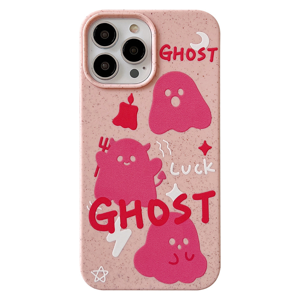 Degradable Phone Cover for iPhone 13 Pro 6.1 inch Wheat Straw Phone Shell Pattern Printing Case