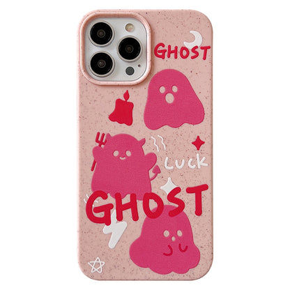 Degradable Phone Cover for iPhone 13 Pro 6.1 inch Wheat Straw Phone Shell Pattern Printing Case